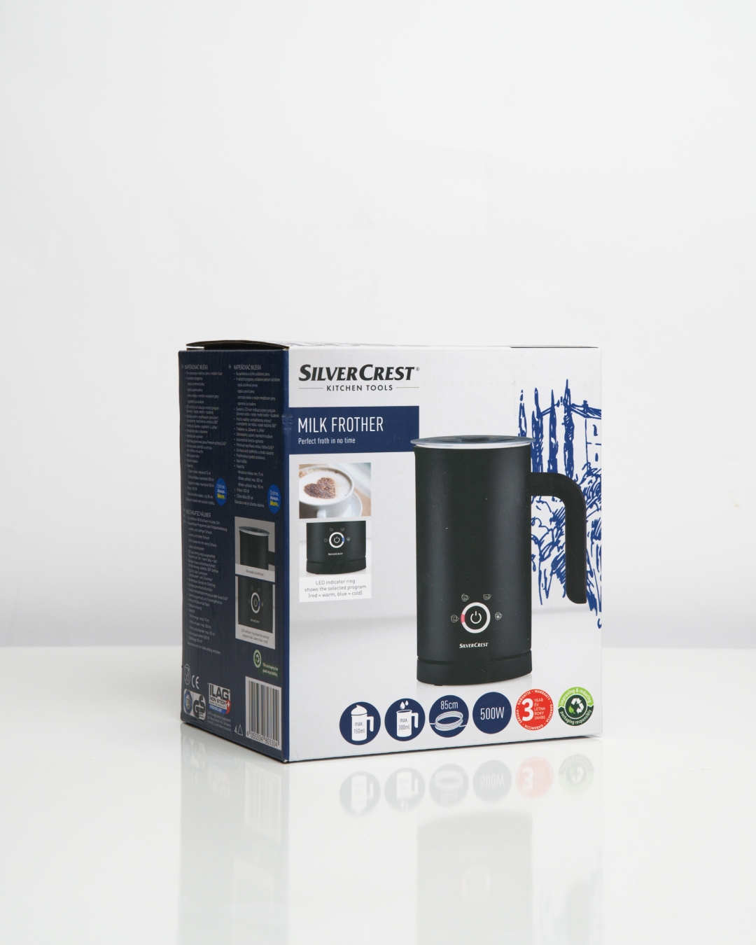Silvercrest 500W Electric Milk Frother Heating Frothing 4 SETTINGS Non-stick